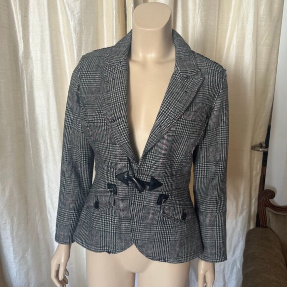 Y2K Houndstooth Plaid Toggle Blazer Jacket – Triple Five Soul (M) Vintage-inspir - Picture 1 of 9